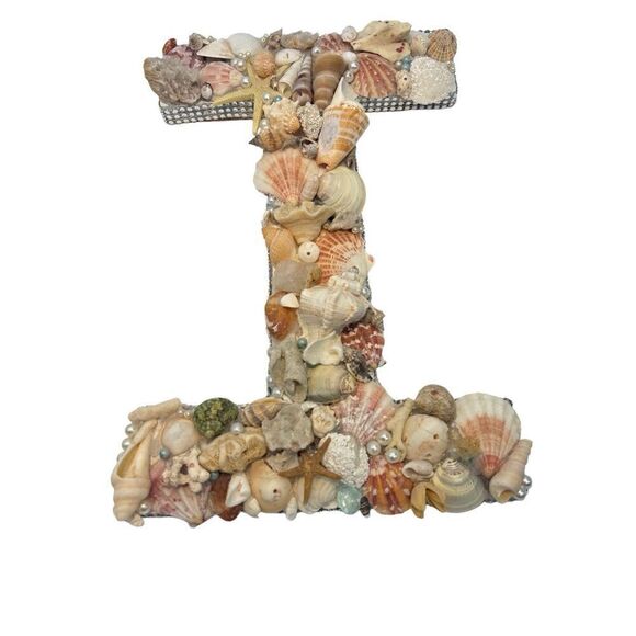 Handmade seashell letter I with a shell planter - Picture 12 of 13